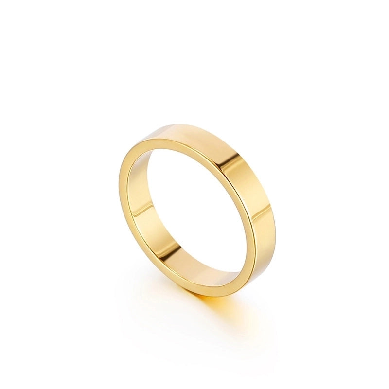 Minimalist Solid Color Titanium Steel 18K Gold Plated Plating Rings