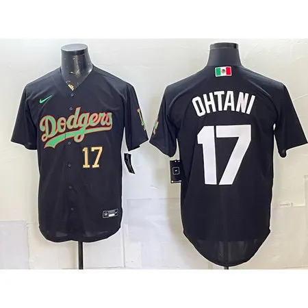 Men's Los Angeles Dodgers #17 Shohei Ohtani Black Mexico Jersey CCPD