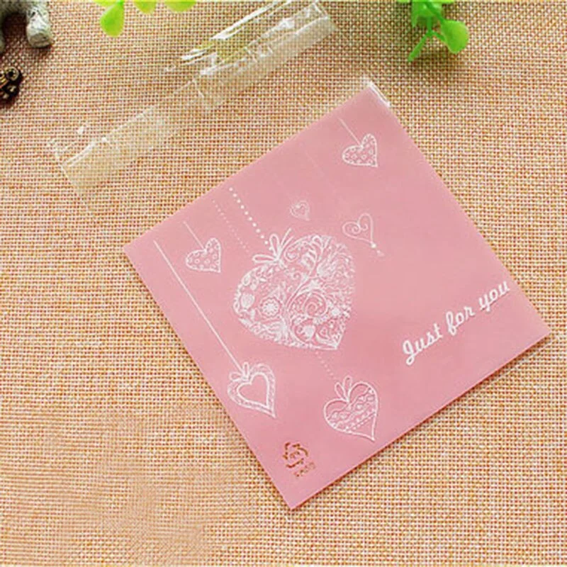 100Pcs Lovely Cartoon Flower Cookies Biscuits Bags Self-adhesive Party Wedding Bag Cake Candy Gift Bags Baking Package 7*7cm