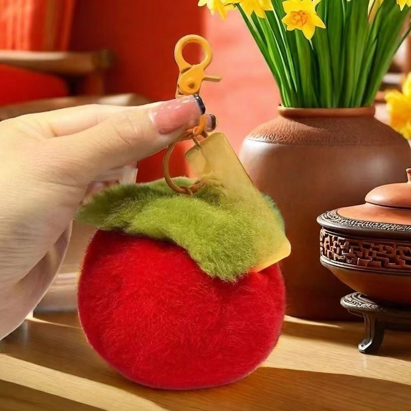 Imitation Rex Rabbit Fur Persimmon Pendant Persimmon Persimmon Ruyi Good Thing Happened Car Keychain Fur Ball Pendant Bag Ornaments Batch