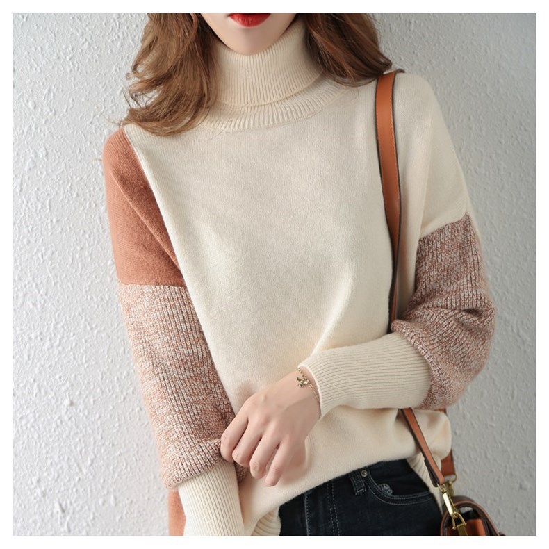 High Neck Contrast Sweater