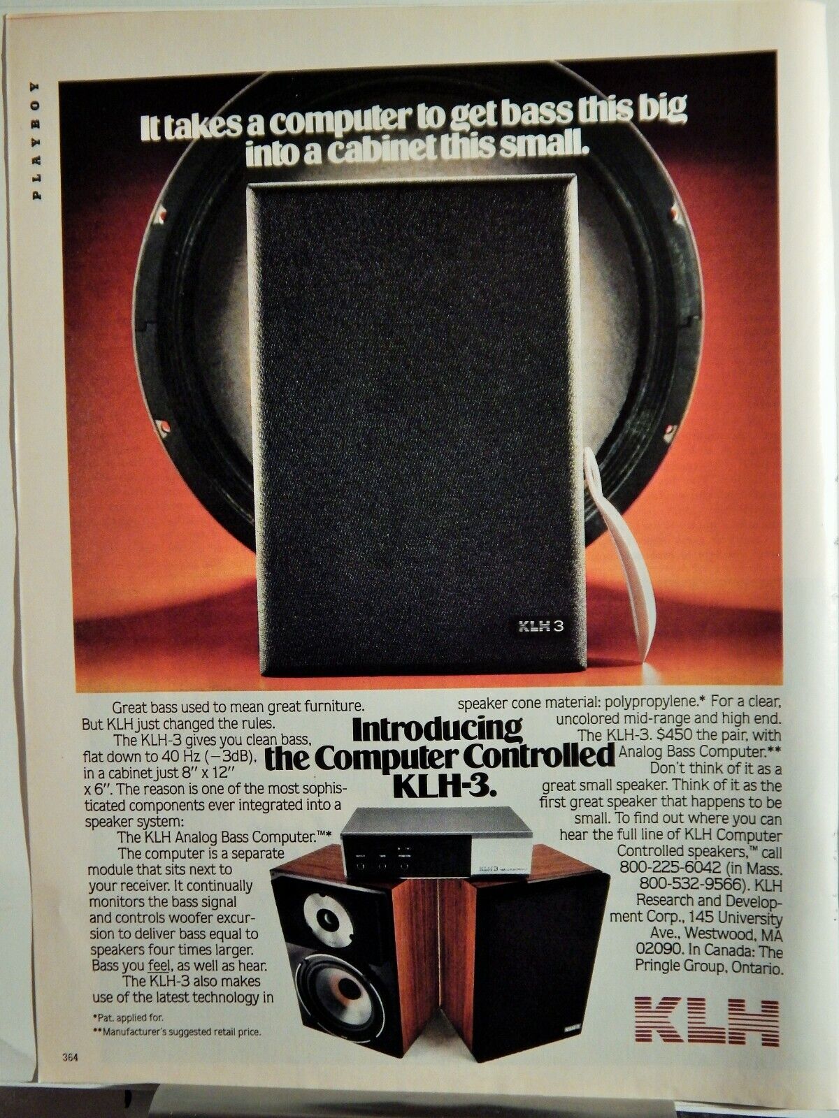 KLH-3 COMPUTER CONTROLLED AUDIO SPEAKER / SALEM CIG ORIGINAL VTG 1979 Photo Poster painting AD,