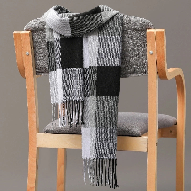British Plaid Tassel Couple Parent-child Men’s Scarf Autumn And Winter Cashmere Plaid Scarf