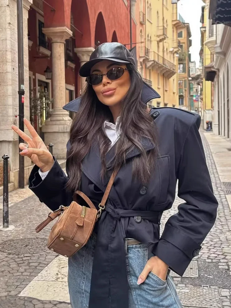 Nigikala Nigikala Tie With Long-Sleeved Wind Coat Jacket Top 2025 Spring And Autumn New A14090