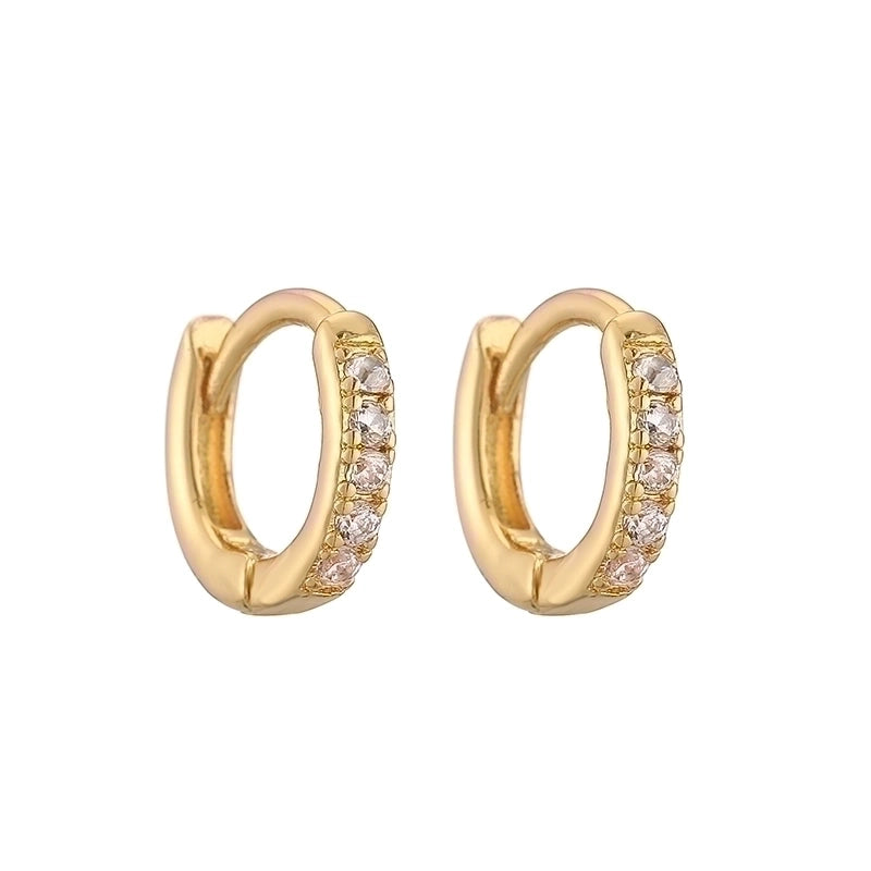 1 Pair Casual Minimalist Classic Style Round Plating Inlay Copper Zircon 18k Gold Plated Hoop Earrings
