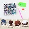 Wooden DIY Indian Wolf Diamond Painting Kit Note Box with 160 Papers for Office