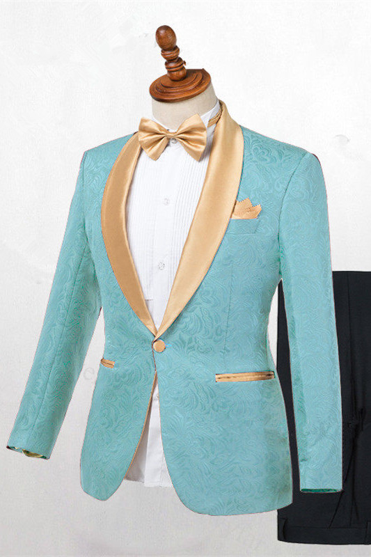 Chic Jacquard Wedding Suit With Shawl Lapel For Men | Risias