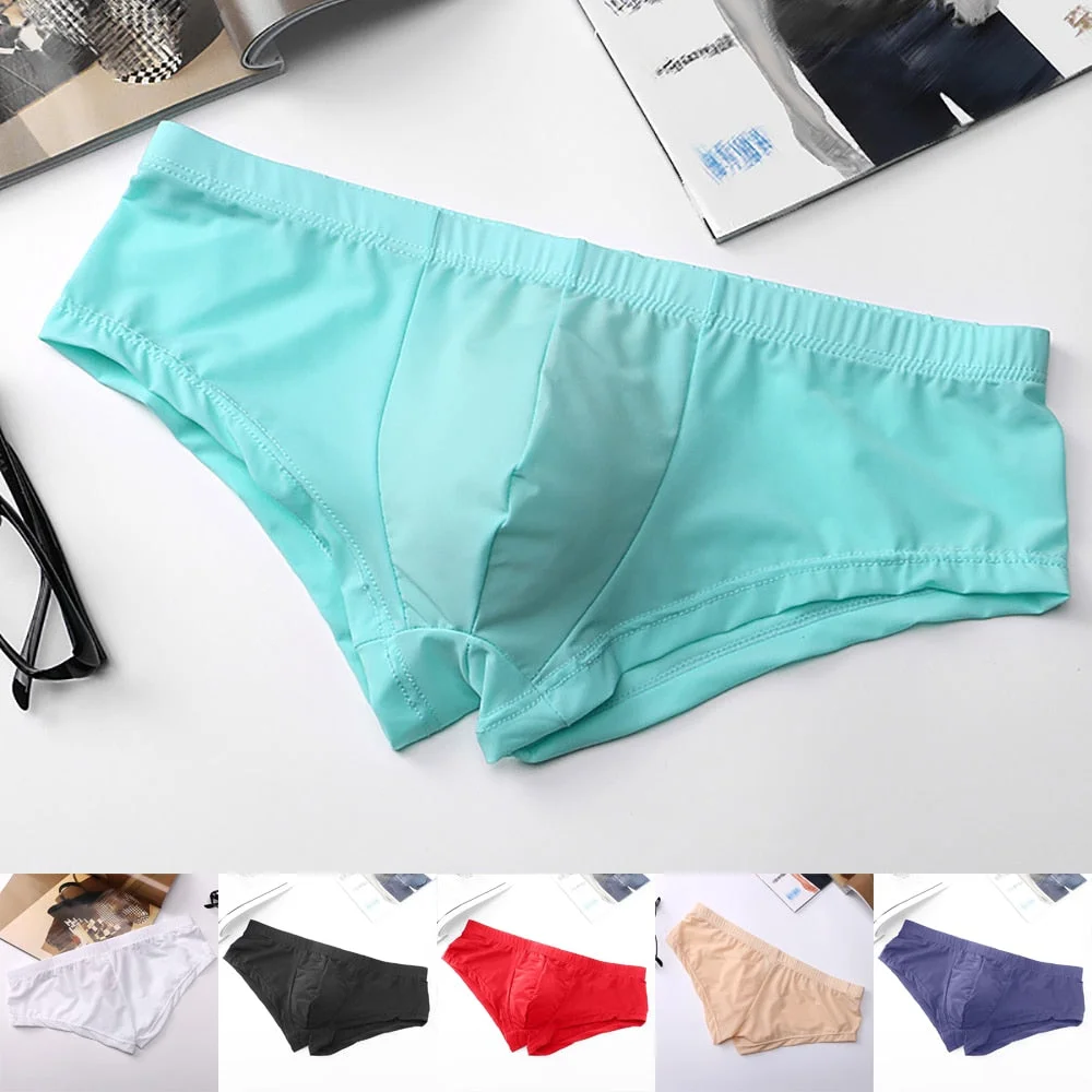 Xituodai Men's Ice Silk Transparent Briefs Thongs Low Waist Underwear ...