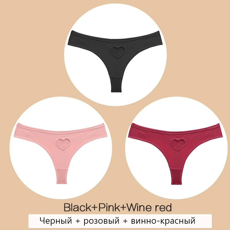 FINETOO Cotton Thongs Women Hollow Out Heart G-string Panties S-XL Ladies T-back Underpants Sexy Thong Panties Female Lingerie
