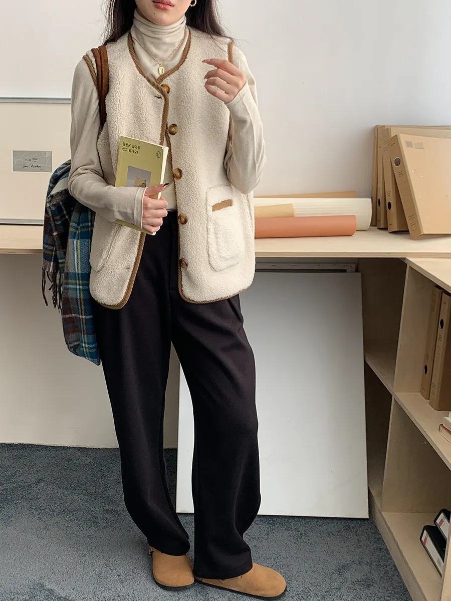 Nigikala Nigikala Morning Lazy And Slack Feeling Hanging High Waist Hair? Straight Broad Leg Slacks ZY2295