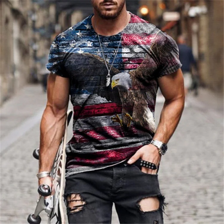 Men's T-Shirt 3D Print Short Sleeve Casual Tops
