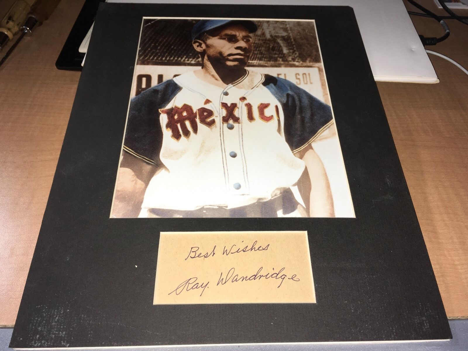 Ray Dandridge Negro Leagues Signed Cut Matted With Photo Poster painting W/Our COA