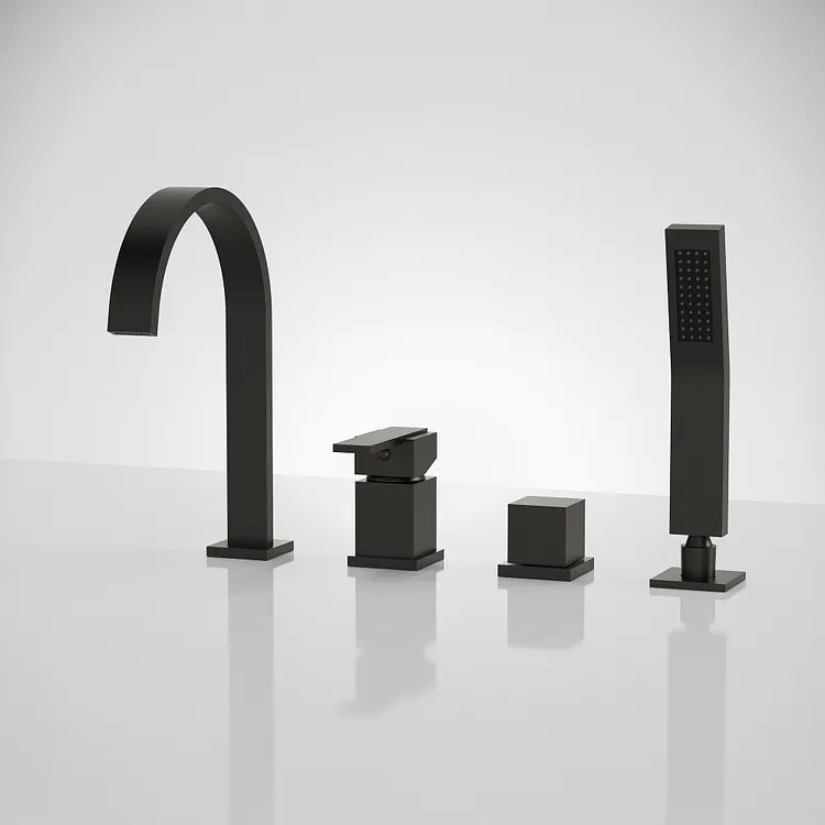 EVERSTEIN Waterfall Bathtub Faucet with Hand Shower Matte Black SFS-1161-BK
