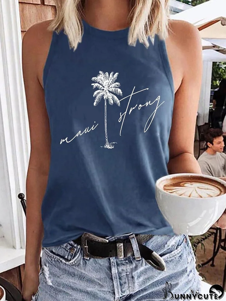 Retro Maui Strong Pray For Maui Palm Tree Print Tank Top