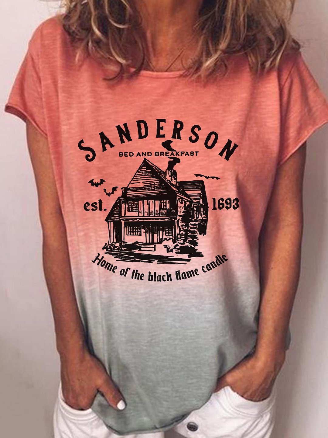 Women's Spooky  Babe Gradient Print T-Shirt