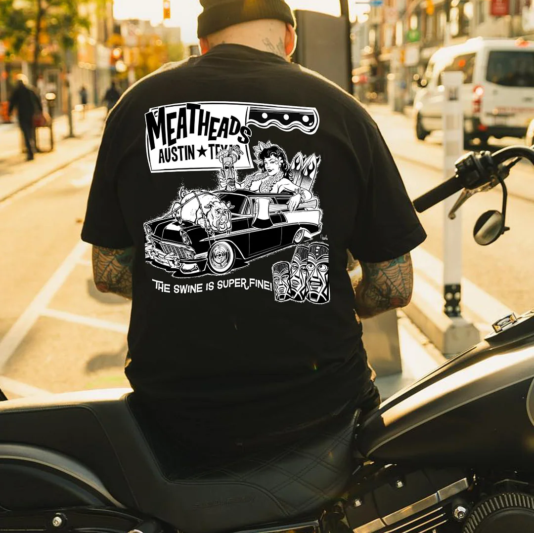 MEATHEADS AUSTIN TEXAS Sexy Lady&Classic Car Print Men's T-shirt