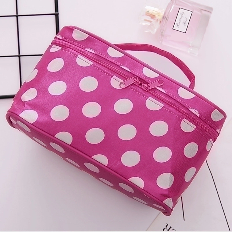 3 Pieces Vintage Style Round Dots Polyester Sewing Thread Square Makeup Bags