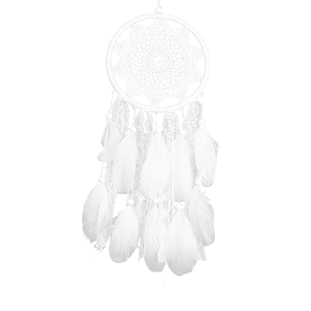 

White Dream Catcher Wooden Beads Lace Pendant Feather Wind Chime (MS6060), 501 Original