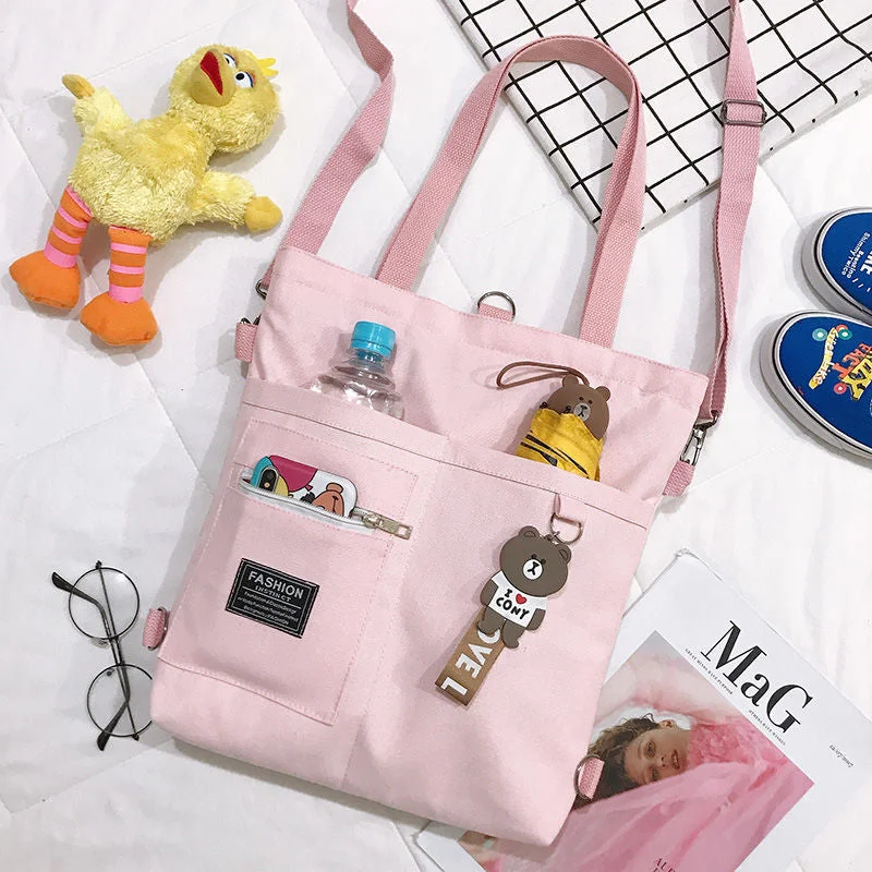 Korean Mini Student Bag Casual Femme Shoulder Bags Quality Canvas Shoulder Bags Casual Large Size Travel Bags