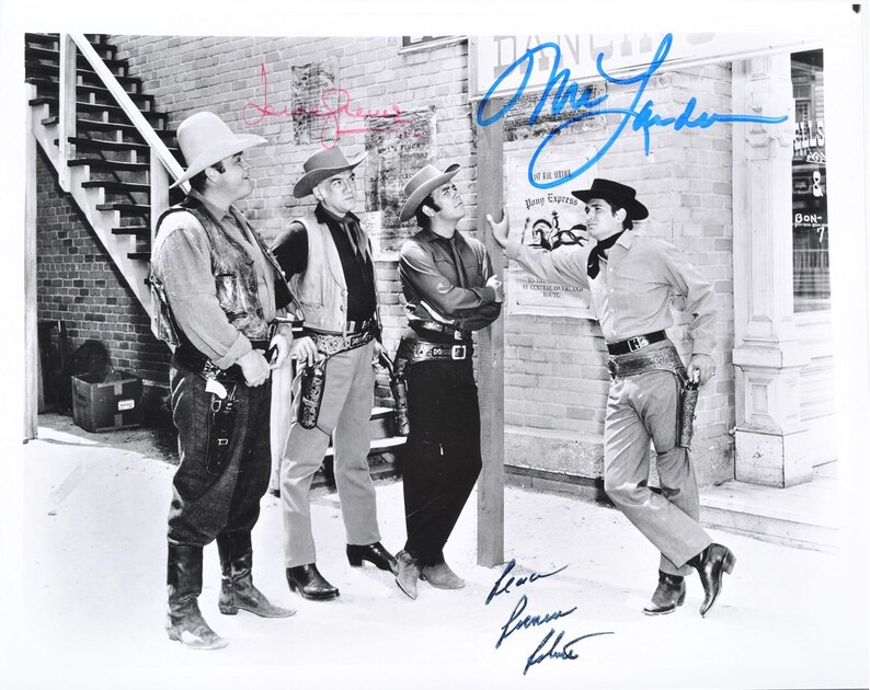 BONANZA CAST SIGNED Photo Poster painting X3 Lorne Greene, Pernell Roberts, Michael Landon wcoa