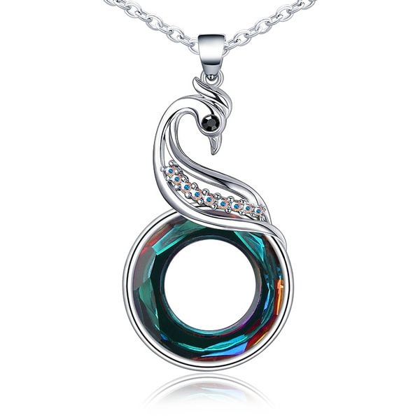 2 Colors Woman's ❤️Nirvana of Phoenix❤️ Crystal Pendant Necklace Gift for Her ( Blue / Multi )