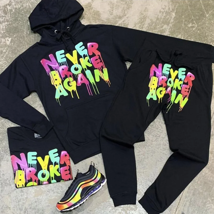 Personalized fashion casual letter printed sweatshirt two-piece suit