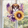 Eule Sonnenblume 2D flache DIY-Acryl-Diamant-Malset, Fensterh&auml;nger-Wanddekoration
