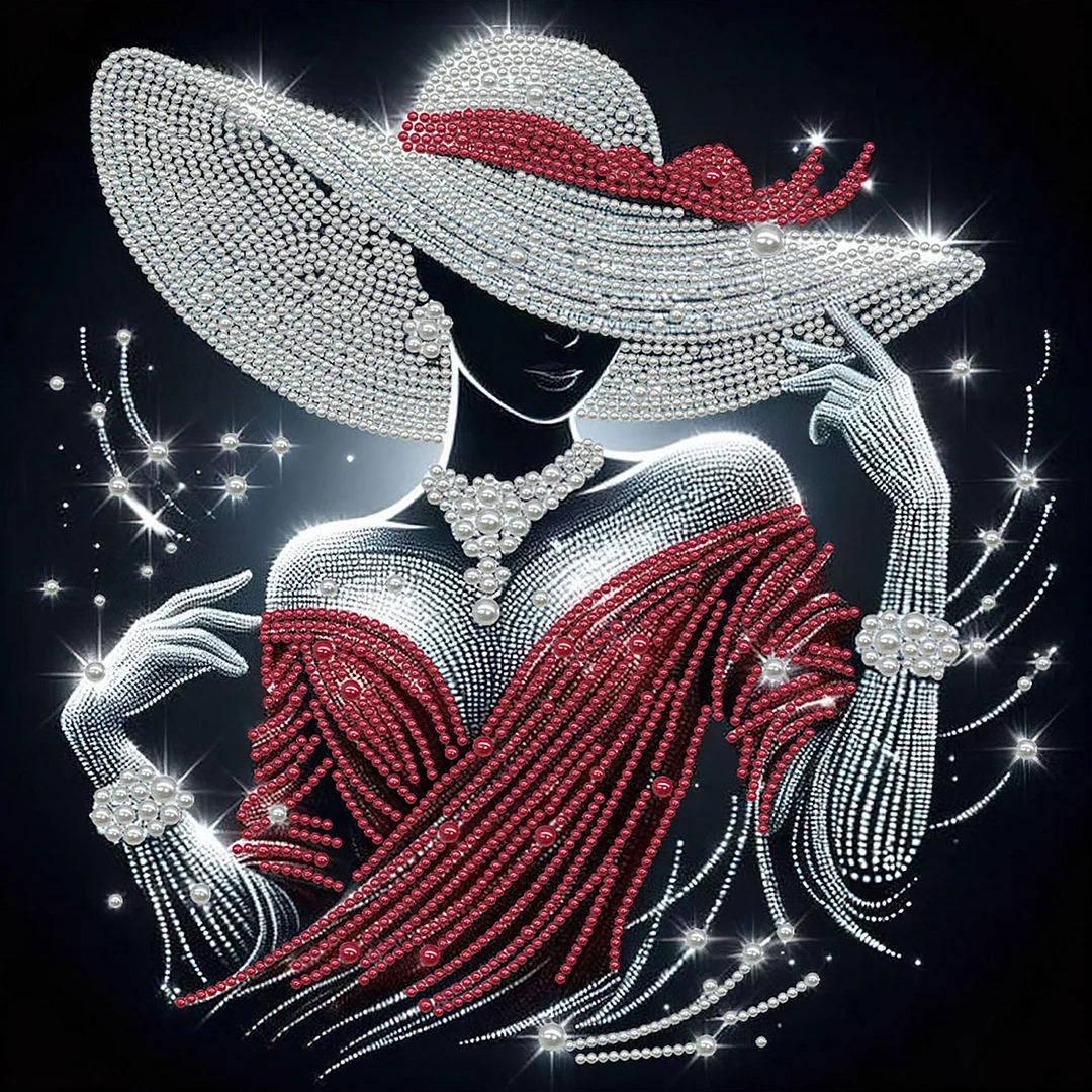 Elegant Lady - DIY Pearl Diamond Art Kit With Frame 30*30cm