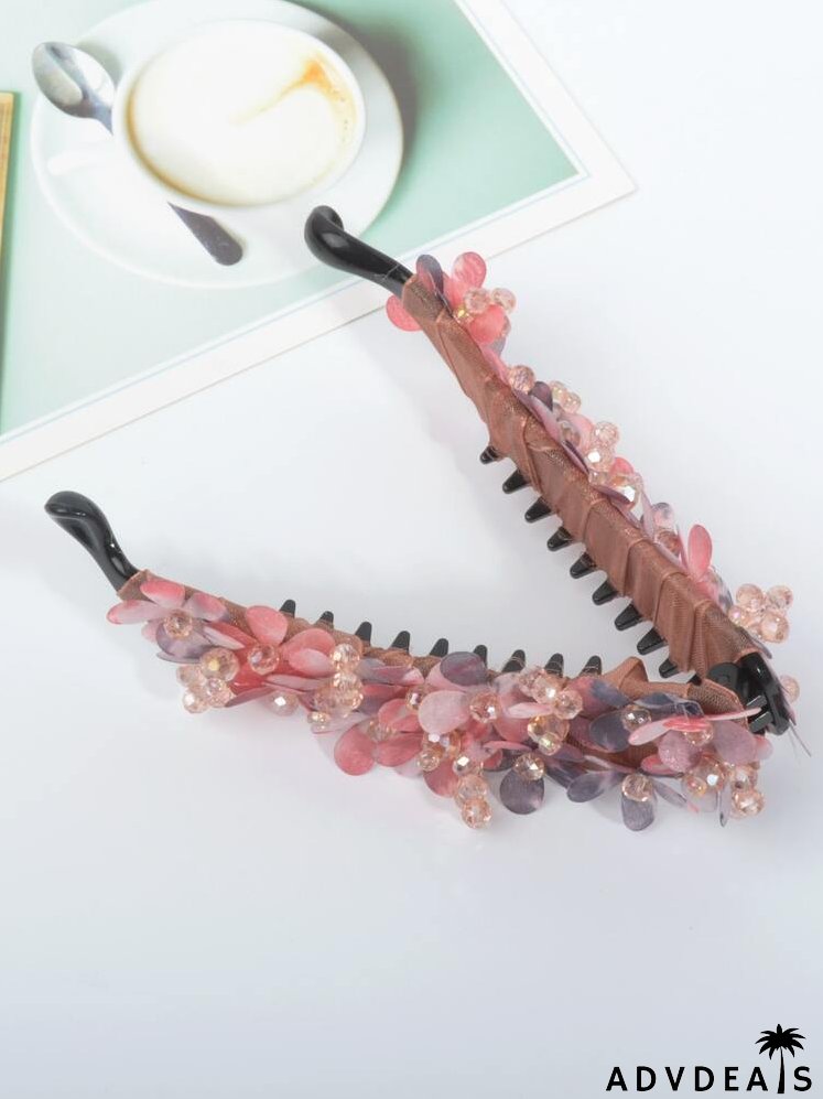 Flower & Bead Decor Banana Clip