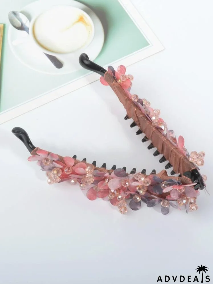 Flower & Bead Decor Banana Clip