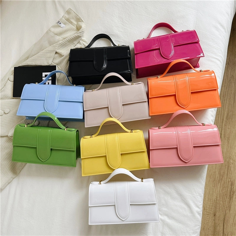 Women's Medium PVC Solid Color Elegant Square Flip Cover Underarm Bag