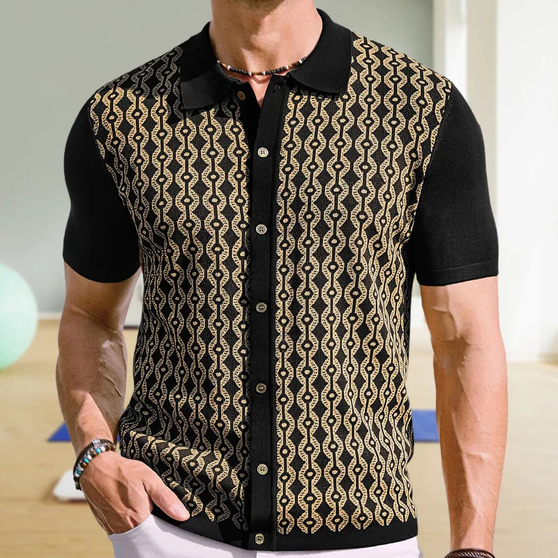 Uveng Uveng Men's Summer Ice Shuang Silk Short-Sleeved Knitted T-Shirt Clip Jack T-Shirt Polo Shirt SY0165