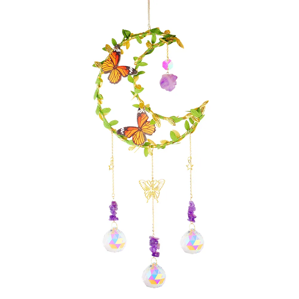 Crystal Wind Chime Star Moon Love Prism Catchers Ornament Home Garden Decor