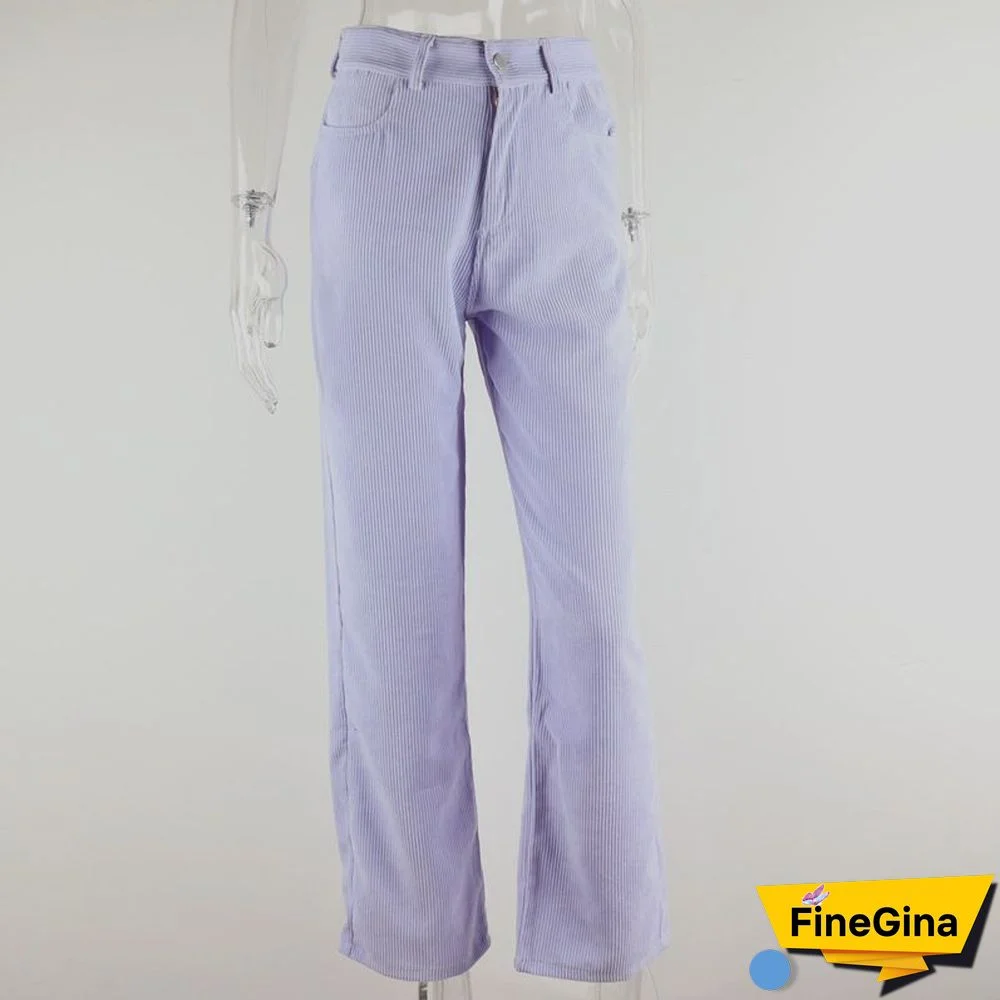 Slim Fit Cord Pants Straight Leg Corduroy Trousers