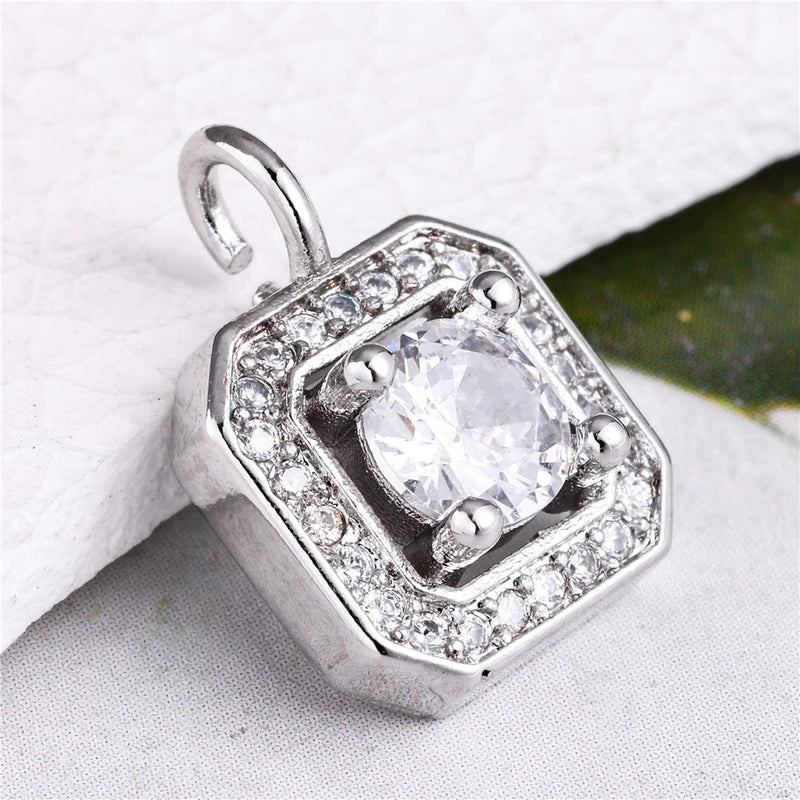 1 Piece Copper Zircon Four Leaf Clover Round Heart Shape Pendant Jewelry Accessories