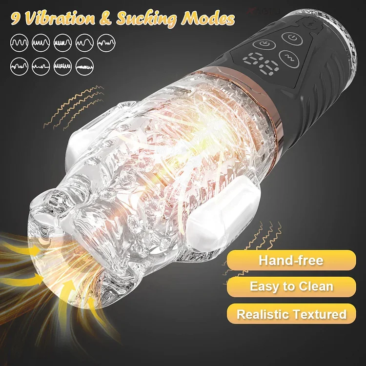 pearlsvibe -  9 Suction Vibration Automatic Male Penis Pump Masturbation Cup