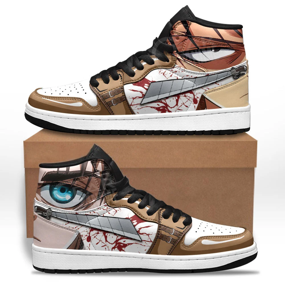 Kingofallstore - Anime Shoes Levi Ackerman and Eren Yeager JD1 Shoes Custom Attack On Titan Anime JD1 Sneakers