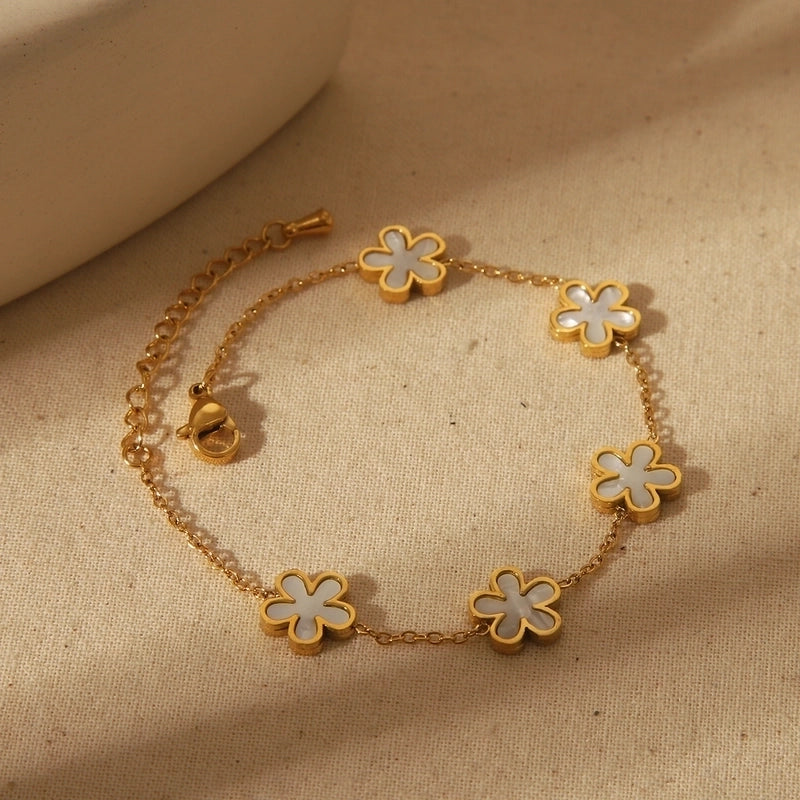 IG Style French Style Commute Solid Color Flower 304 Stainless Steel Acrylic 18K Gold Plated Bracelets Earrings Necklace