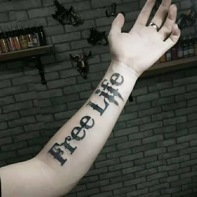 New English Letters Waterproof Temporary Tattoo Stickers Dark Men and Women Personality Fake Tattoo Lasting Arm Palm Body Tattoo