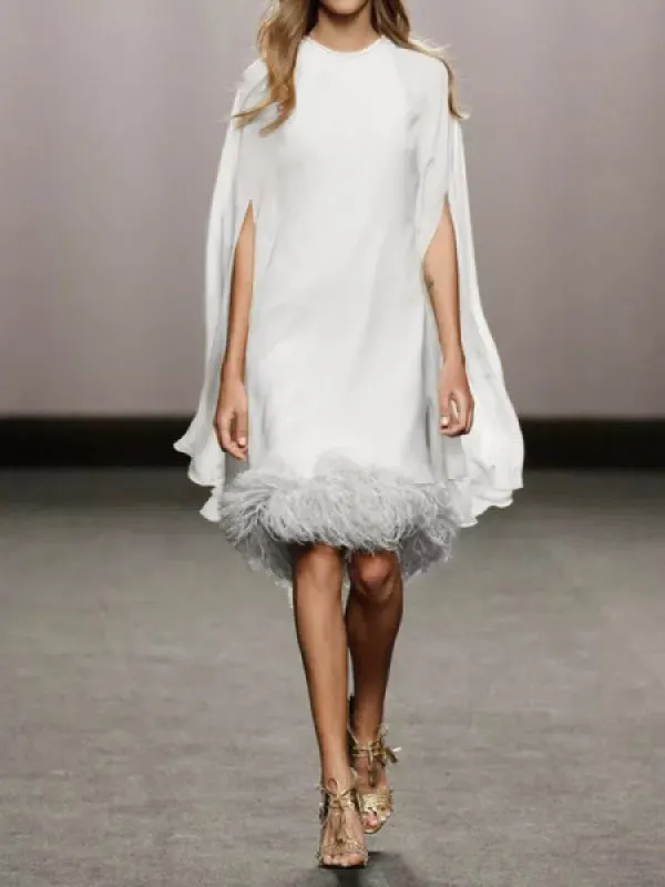Elegant Feather Panel Dress Long Evening Dress