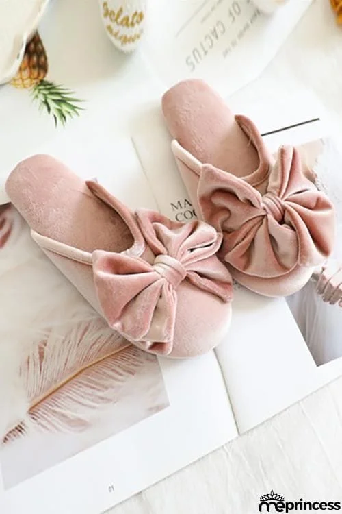 Velvet Bow Slipper