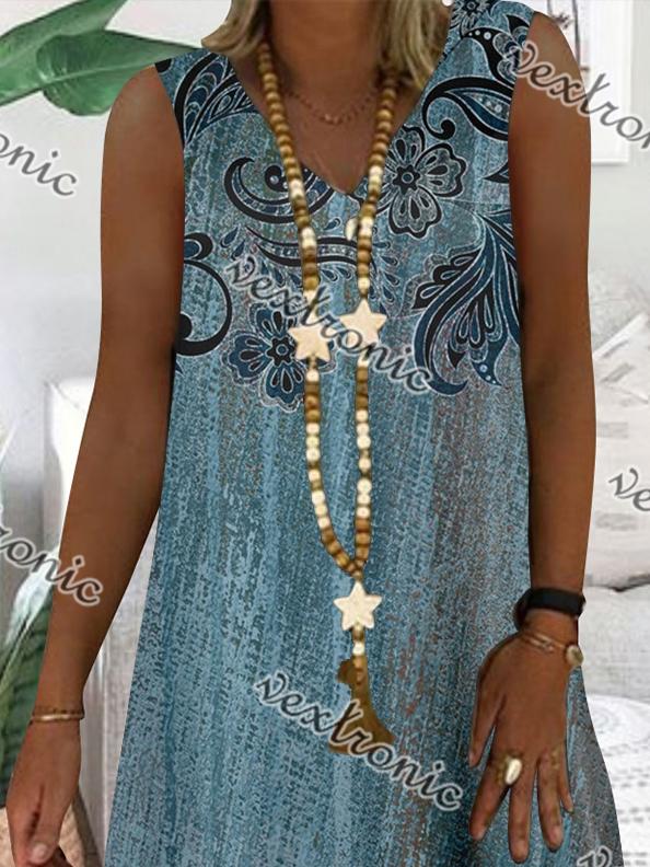 Women Half Sleeve V-neck Solid Color Dress