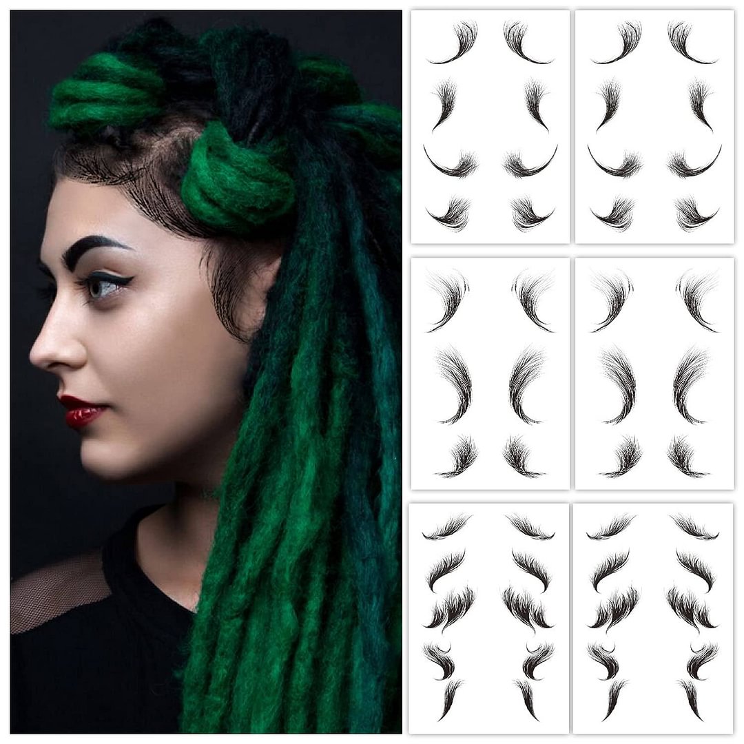 Hair Tattoo Sticker | 6 Sheets Waterproof Curly