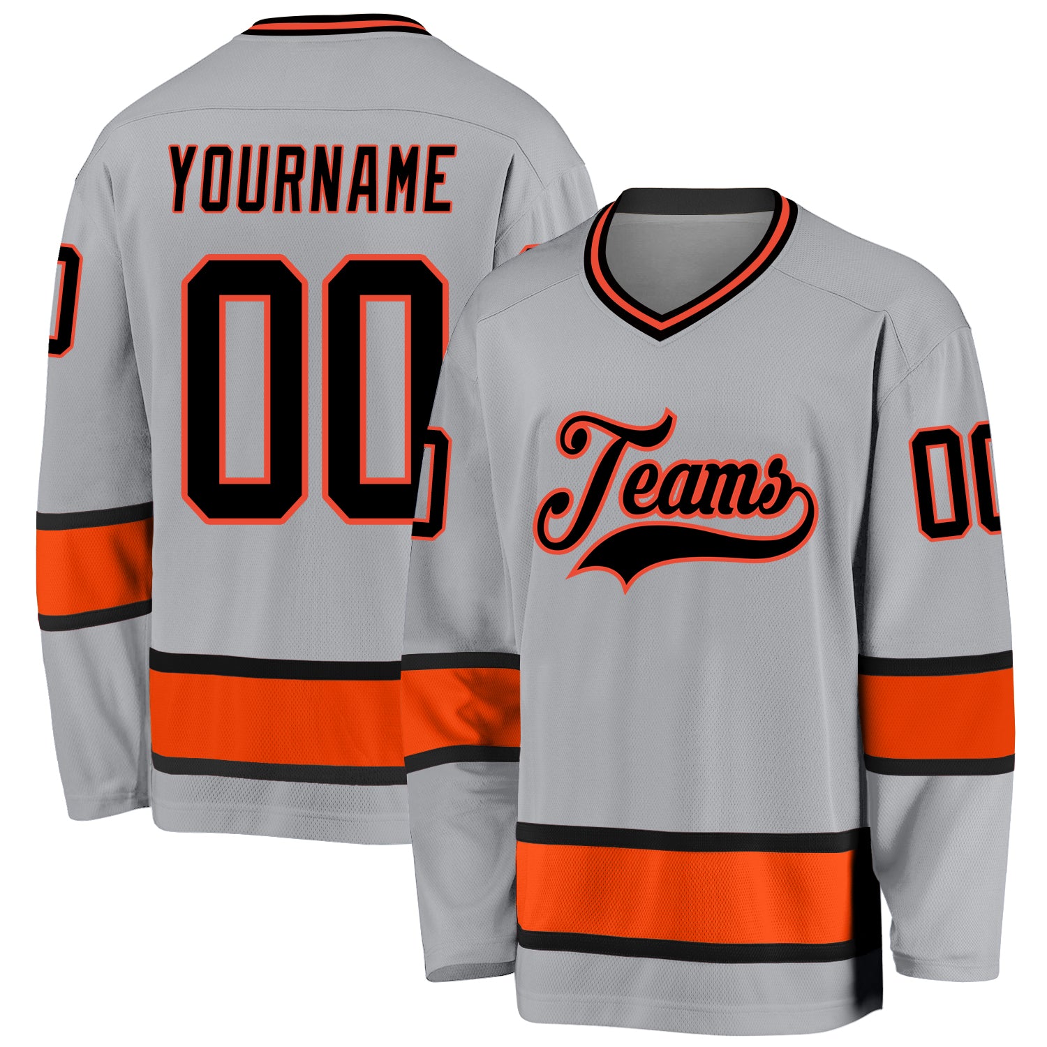 Custom Gray Black-Orange Hockey Jersey | captainssportss.com