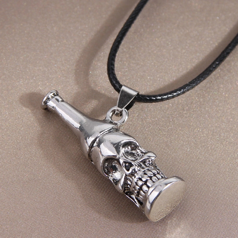 Cool Style Spider Spider Web Skull Alloy Wax Rope Inlay Rhinestones Halloween Men’s Pendant Necklace