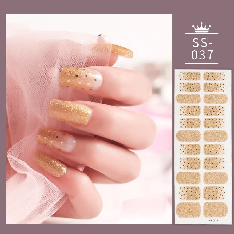 22Tips Colorful Nail Stickers Nail Accesoires Full Cover Stickers for Nails Self Adhesive Nail Art Nails Sticker Designer Shiny