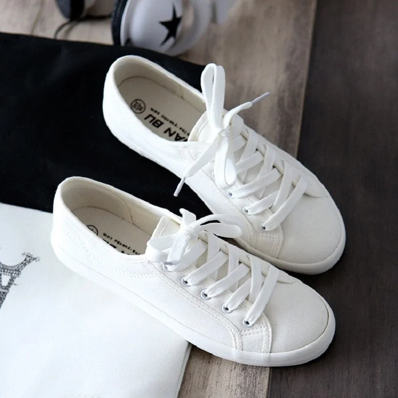 Star Style Canvas Sneakers Women Casual Shoes White Sneakers Women Vulcanized Shoes Lace Up Flat Trainers Ladies summer Shoes