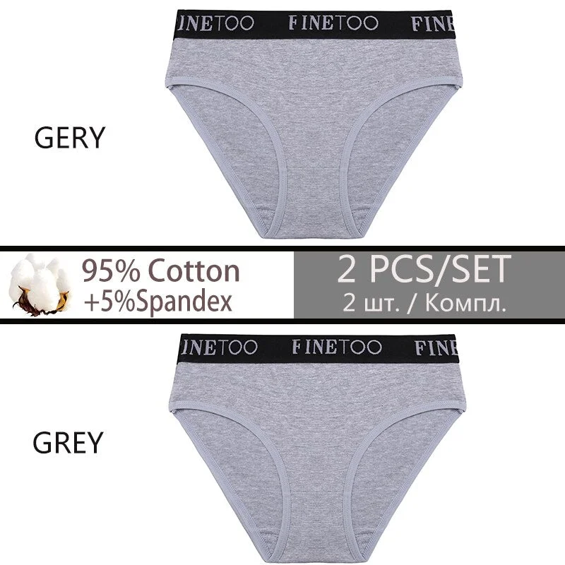 FINETOO 2PCS/Set Cotton Sexy Women Underwear Fashion Letter Women Panties Low-waisted Lingerie Female Girls 2021 Briefs M-XXL