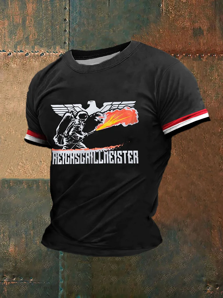 Herren-Reichs grill meister bedrucktes Kurzarm-T-Shirt