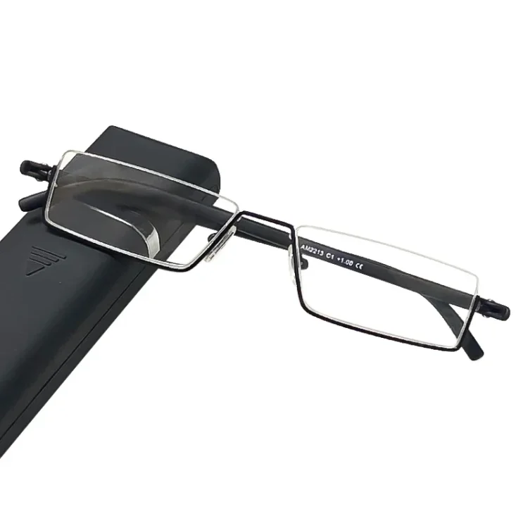 2023 New Anti Blue Light Reading Eyewear Half Frame Presbyopia Glasses for Men and Women Portable Box Eyeglasses